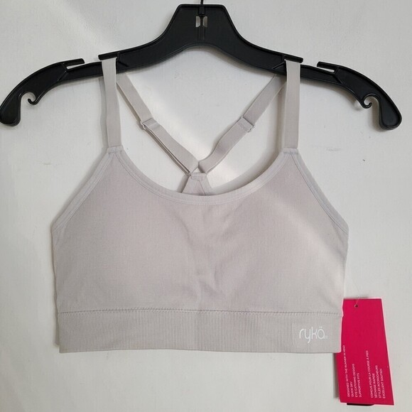 NEW RYKA Microchip Padded Cross Racerback Sports Bra Gray Size Medium - Picture 12 of 12